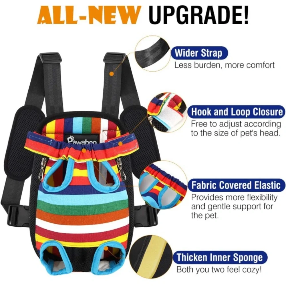 Pawaboo multi color dog carrier, front backpack size large